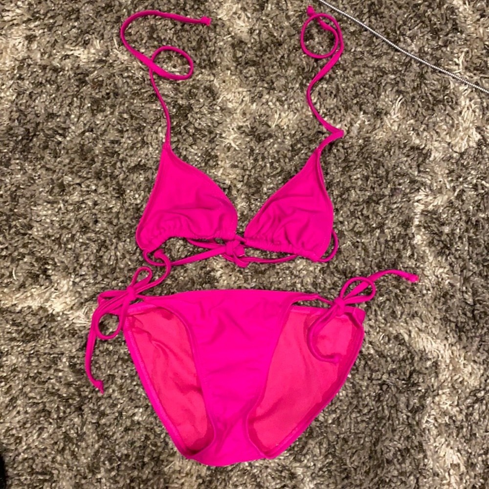 Vintage Y2K Old Navy Hot Pink Bikini Set 2000s Cheeky Low Rise XS